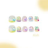 Kids Handmade Press-on Nails, 3D Hand-Painted Reusable False Nails