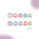 Kids Handmade Press-on Nails, 3D Hand-Painted Reusable False Nails