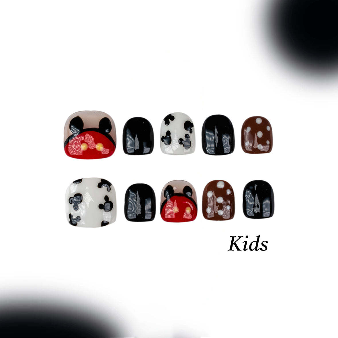 Kids Handmade Press-on Nails, 3D Hand-Painted Reusable False Nails