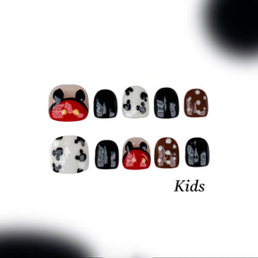 Kids Handmade Press-on Nails, 3D Hand-Painted Reusable False Nails