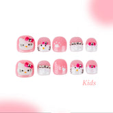 Kids Handmade Press-on Nails, 3D Hand-Painted Reusable False Nails