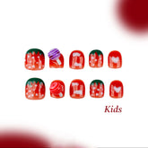 Kids Handmade Press-on Nails, 3D Hand-Painted Reusable False Nails