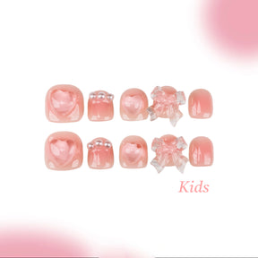 Kids Handmade Press-on Nails, 3D Hand-Painted Reusable False Nails