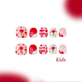 Kids Handmade Press-on Nails, 3D Hand-Painted Reusable False Nails