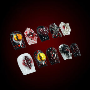 「Dragon Clan」10Pcs Handmade Press-on Nails, 3D Hand-Painted Reusable False Nails