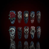 「Dark Forest」10Pcs Handmade Press-on Nails, 3D Hand-Painted Reusable False Nails