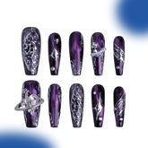 「Vortex」10Pcs Handmade Press-on Nails, 3D Hand-Painted Reusable False Nails