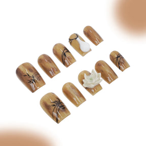 「Standard」10Pcs Handmade Press-on Nails, 3D Hand-Painted Reusable False Nails