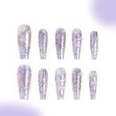 「Liquid Valley」10Pcs Handmade Press-on Nails, 3D Hand-Painted Reusable False Nails