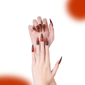 「Burst Lava」10Pcs Handmade Press-on Nails, 3D Hand-Painted Reusable False Nails