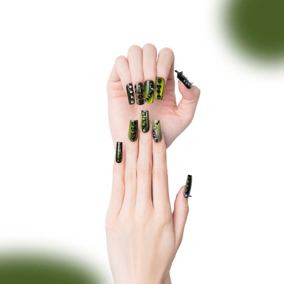 「Forbidden Rainforest」10Pcs Handmade Press-on Nails, 3D Hand-Painted Reusable False Nails