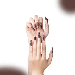 「Western Cowboy」10Pcs Handmade Press-on Nails, 3D Hand-Painted Reusable False Nails