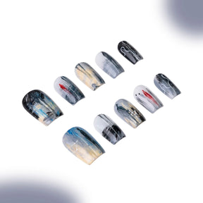 「Recluse」10Pcs Handmade Press-on Nails, 3D Hand-Painted Reusable False Nails