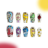 「Baby Dragon」10Pcs Handmade Press-on Nails, 3D Hand-Painted Reusable False Nails