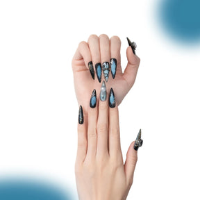 「Aquarius」10Pcs Handmade Press-on Nails, 3D Hand-Painted Reusable False Nails