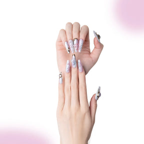 「Pisces」10Pcs Handmade Press-on Nails, 3D Hand-Painted Reusable False Nails