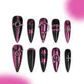 「Sex and the City」10Pcs Handmade Press-on Nails, 3D Hand-Painted Reusable False Nails