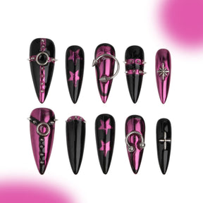 「Sex and the City」10Pcs Handmade Press-on Nails, 3D Hand-Painted Reusable False Nails