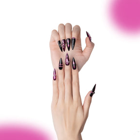 「Sex and the City」10Pcs Handmade Press-on Nails, 3D Hand-Painted Reusable False Nails