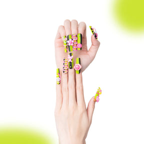 「Lost Paradisen」10Pcs Handmade Press-on Nails, 3D Hand-Painted Reusable False Nails