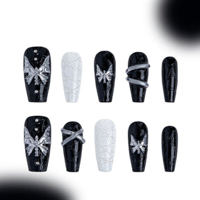 「Nile Crocodile」10Pcs Handmade Press-on Nails, 3D Hand-Painted Reusable False Nails