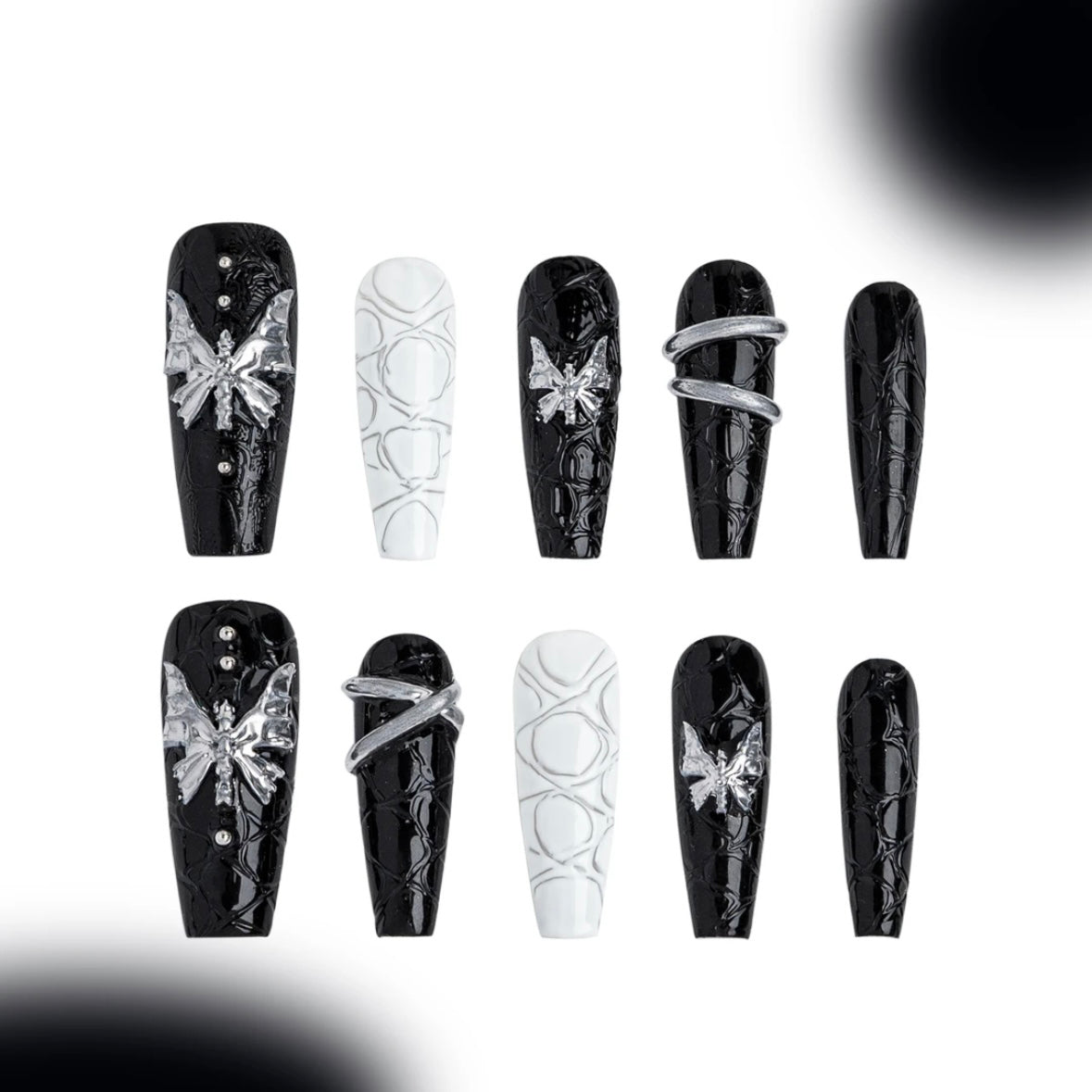 「Nile Crocodile」10Pcs Handmade Press-on Nails, 3D Hand-Painted Reusable False Nails