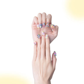 「Love Chain」10Pcs Handmade Press-on Nails, 3D Hand-Painted Reusable False Nails