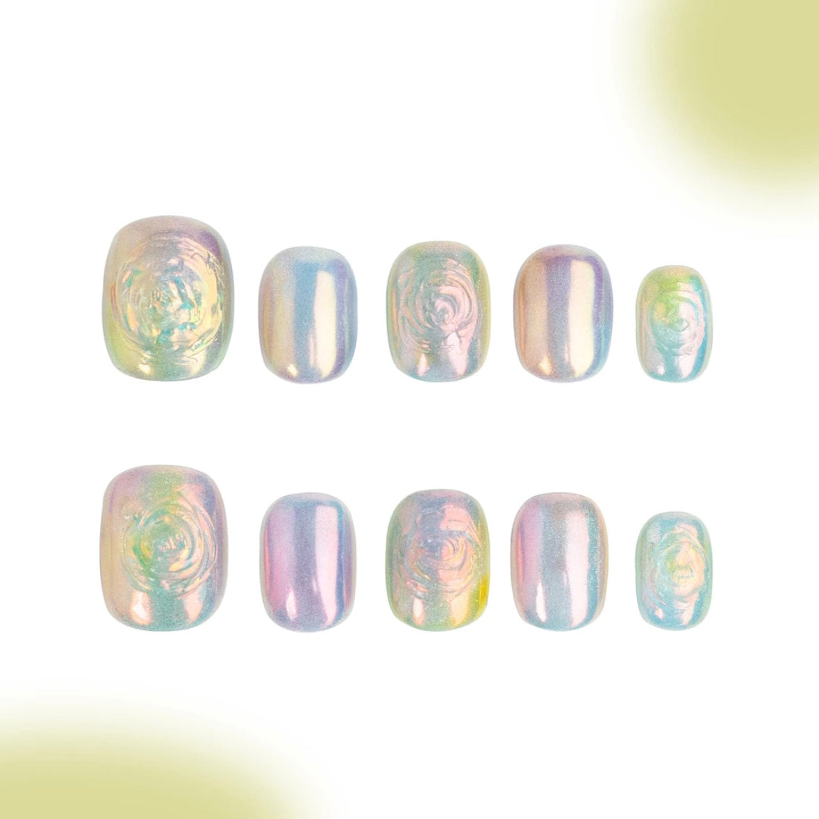 「Flying Fireworm」10Pcs Handmade Press-on Nails, 3D Hand-Painted Reusable False Nails