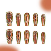 「Ragnarok」10Pcs Handmade Press-on Nails, 3D Hand-Painted Reusable False Nails