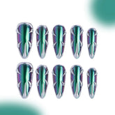 「Beetle」10Pcs Handmade Press-on Nails, 3D Hand-Painted Reusable False Nails