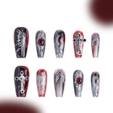 「Nighttail butterfly」10Pcs Handmade Press-on Nails, 3D Hand-Painted Reusable False Nails