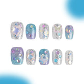 「Summer Sweetheart」10Pcs Handmade Press-on Nails, 3D Hand-Painted Reusable False Nails