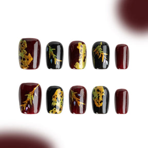 「Fingers」10Pcs Handmade Press-on Nails, 3D Hand-Painted Reusable False Nails