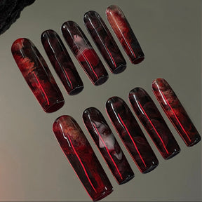 「Snake-Haired Banshee」10Pcs Handmade Press-on Nails, 3D Hand-Painted Reusable False Nails