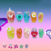 「Summer Escape Plan」10Pcs Handmade Press-on Nails, 3D Hand-Painted Reusable False Nails